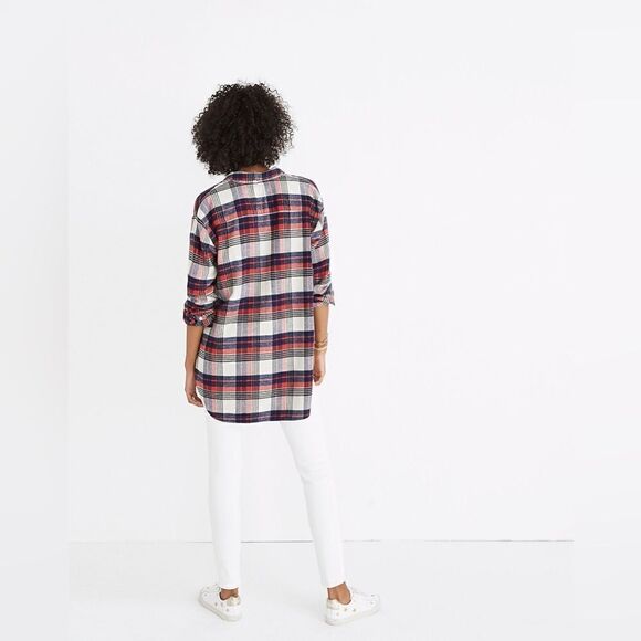 Madewell Oversized Ex-Boyfriend Shirt in Baker Plaid size XS soft warm cozy top - Picture 7 of 17